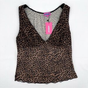 Edikted Animal Print Deep V Leopard Print Top Size XL